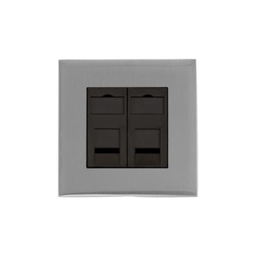 Winchester Range Satin Chrome Silk Switches & Sockets, W35 - 2 Gang RJ45 by Heritage Brass By M-Marcus