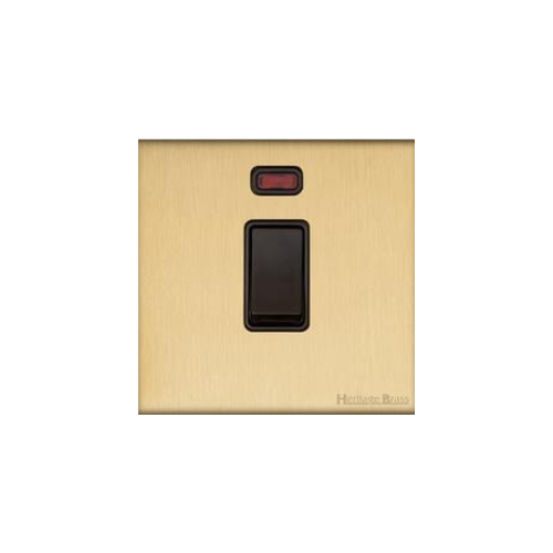Windsor Range Matt Brass Switches & Sockets, WN40 - 20A Double Pole Switch with Neon by Heritage Brass By M-Marcus