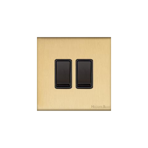 Windsor Range Matt Brass Switches & Sockets, WN40 - 2 Gang Rocker Switch by Heritage Brass By M-Marcus
