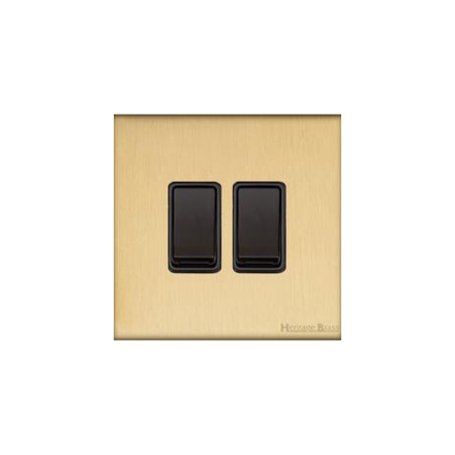 Windsor Range Matt Brass Switches & Sockets, WN40 - 2 Gang Rocker Switch by Heritage Brass By M-Marcus