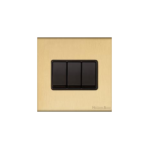 Windsor Range Matt Brass Switches & Sockets, WN40 - 3 Gang Rocker Switch by Heritage Brass By M-Marcus