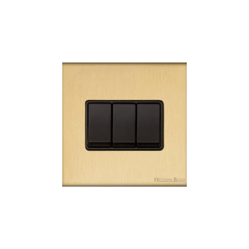 Windsor Range Matt Brass Switches & Sockets, WN40 - 3 Gang Rocker Switch by Heritage Brass By M-Marcus