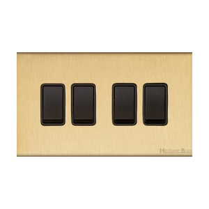 Windsor Range Matt Brass Switches & Sockets, WN40 - 4 Gang Rocker Switch by Heritage Brass By M-Marcus