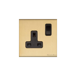 Windsor Range Matt Brass Switches & Sockets, WN40 - Single Socket (13 Amp) by Heritage Brass By M-Marcus