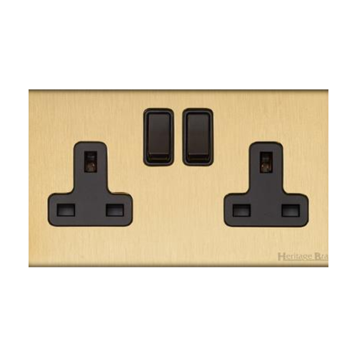 Windsor Range Matt Brass Switches & Sockets, WN40 - Double Socket (13 Amp) by Heritage Brass By M-Marcus