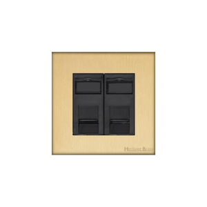 Windsor Range Matt Brass Switches & Sockets, WN40 - 2 Gang CAT6 by Heritage Brass By M-Marcus