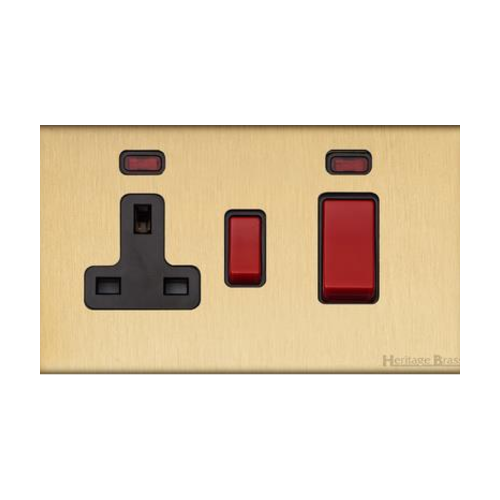 Windsor Range Matt Brass Switches & Sockets, WN40 - 45A Cooker Unit + 13A Socket by Heritage Brass By M-Marcus