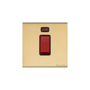 Windsor Range Matt Brass Switches & Sockets, WN40 - 45A DP Cooker Switch with Neon (single plate) by Heritage Brass By M-Marcus