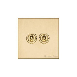 Windsor Range Matt Brass Switches & Sockets, WN40 - 2 Gang Toggle Switch by Heritage Brass By M-Marcus