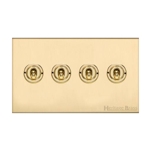 Windsor Range Matt Brass Switches & Sockets, WN40 - 4 Gang Toggle Switch by Heritage Brass By M-Marcus