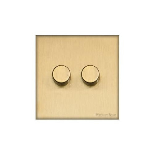 Windsor Range Matt Brass Switches & Sockets, WN40 - 2 Gang Dimmer 400 watts (Compatible with halogen/ incandescent bulbs) by Heritage Brass By M-Marcus