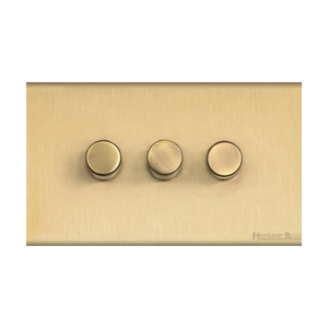 Windsor Range Matt Brass Switches & Sockets, WN40 - 3 Gang TED Dimmer (Compatible with LED Lamps) by Heritage Brass By M-Marcus