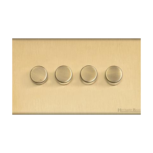 Windsor Range Matt Brass Switches & Sockets, WN40 - 4 Gang Dimmer 400 watts(Compatible with halogen/ incandescent bulbs) by Heritage Brass By M-Marcus