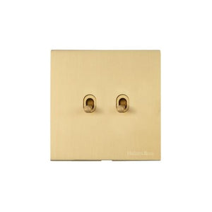 Windsor Range Matt Brass Switches & Sockets, WN40 - 2 Gang Stockholm Toggle by Heritage Brass By M-Marcus