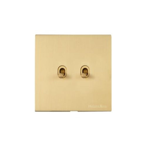 Windsor Range Matt Brass Switches & Sockets, WN40 - 2 Gang Stockholm Toggle by Heritage Brass By M-Marcus