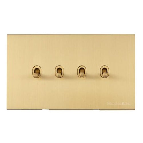 Windsor Range Matt Brass Switches & Sockets, WN40 - 4 Gang Stockholm Toggle by Heritage Brass By M-Marcus