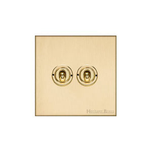 Windsor Range Matt Brass Switches & Sockets, WN40 - 2 Gang Toggle Switch by Heritage Brass By M-Marcus