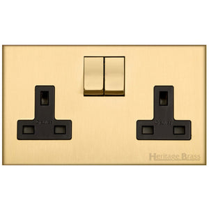 Winchester Range Satin Brass Switches & Sockets, W44 - Double Socket (13 Amp) by Heritage Brass By M-Marcus