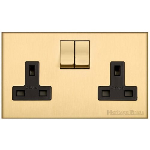 Winchester Range Satin Brass Switches & Sockets, W44 - Double Socket (13 Amp) by Heritage Brass By M-Marcus