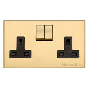 Winchester Range Satin Brass Switches & Sockets, W44 - Double Socket (13 Amp) by Heritage Brass By M-Marcus