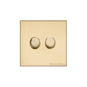 Winchester Range Satin Brass Switches & Sockets, W44 - 2G Multi Location Secondary Dimmer by Heritage Brass By M-Marcus