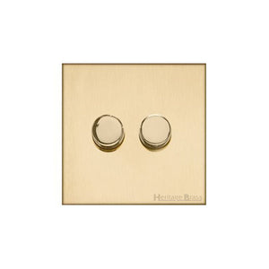 Winchester Range Satin Brass Switches & Sockets, W44 - 2G Multi Location Secondary Dimmer by Heritage Brass By M-Marcus