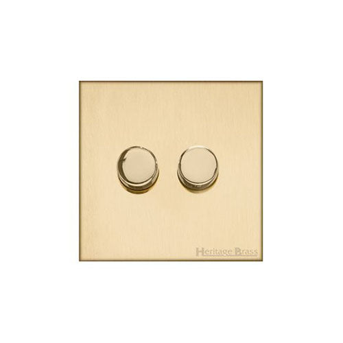 Winchester Range Satin Brass Switches & Sockets, W44 - 2G Multi Location Secondary Dimmer by Heritage Brass By M-Marcus