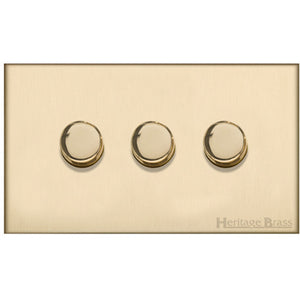 Winchester Range Satin Brass Switches & Sockets, W44 - 3G Multi Location Secondary Dimmer by Heritage Brass By M-Marcus
