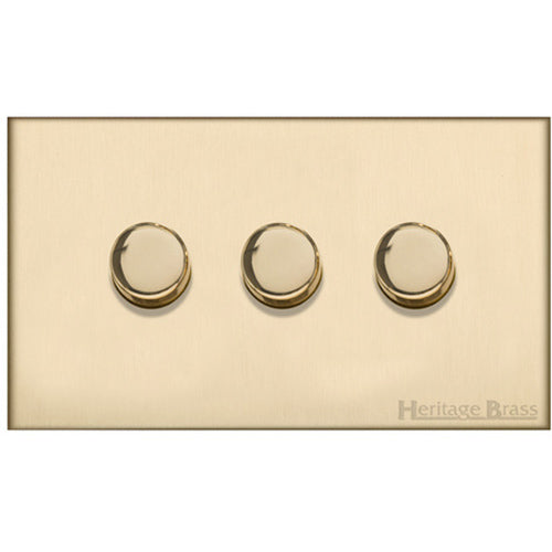 Winchester Range Satin Brass Switches & Sockets, W44 - 3G Multi Location Secondary Dimmer by Heritage Brass By M-Marcus