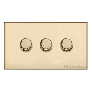 Winchester Range Satin Brass Switches & Sockets, W44 - 3G Multi Location Primary Dimmer by Heritage Brass By M-Marcus