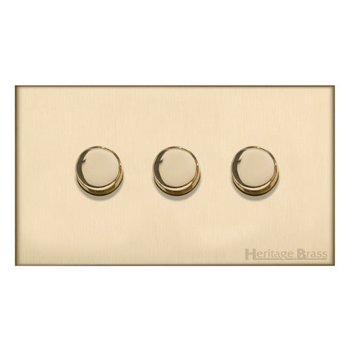 Winchester Range Satin Brass Switches & Sockets, W44 - 3G Multi Location Secondary Dimmer by Heritage Brass By M-Marcus