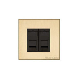 Winchester Range Satin Brass Switches & Sockets, W44 - 2 Gang RJ45 by Heritage Brass By M-Marcus
