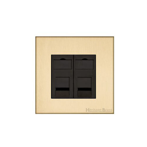 Winchester Range Satin Brass Switches & Sockets, W44 - 2 Gang RJ45 by Heritage Brass By M-Marcus