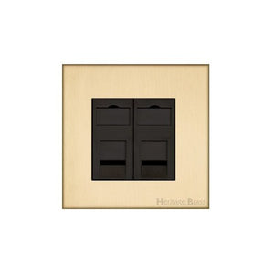 Winchester Range Satin Brass Switches & Sockets, W44 - 2 Gang RJ45 by Heritage Brass By M-Marcus