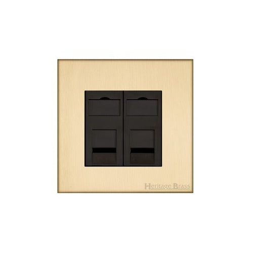 Winchester Range Satin Brass Switches & Sockets, W44 - 2 Gang RJ45 by Heritage Brass By M-Marcus