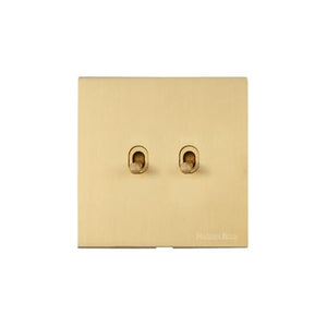 Windsor Range Matt Brass Switches & Sockets, WN40 - 2 Gang Stockholm Toggle by Heritage Brass By M-Marcus