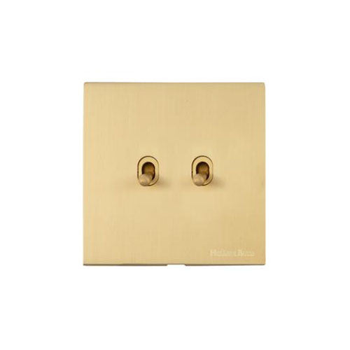 Windsor Range Matt Brass Switches & Sockets, WN40 - 2 Gang Stockholm Toggle by Heritage Brass By M-Marcus