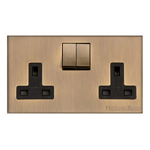 Winchester Range Antique Brass Switches & Sockets, W91 - Double Socket (13 Amp) by Heritage Brass By M-Marcus