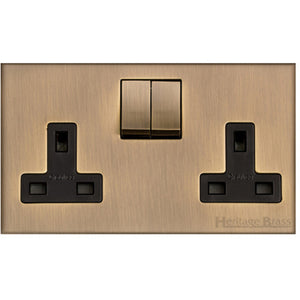 Winchester Range Antique Brass Switches & Sockets, W91 - Double Socket (13 Amp) by Heritage Brass By M-Marcus