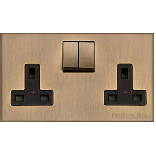 Winchester Range Antique Brass Switches & Sockets, W91 - Double Socket (13 Amp) by Heritage Brass By M-Marcus
