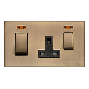 Winchester Range Antique Brass Switches & Sockets, W91 - 45A Cooker Unit + 13A Socket by Heritage Brass By M-Marcus