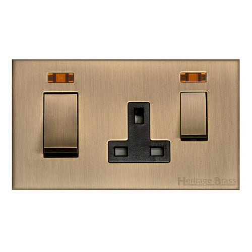 Winchester Range Antique Brass Switches & Sockets, W91 - 45A Cooker Unit + 13A Socket by Heritage Brass By M-Marcus
