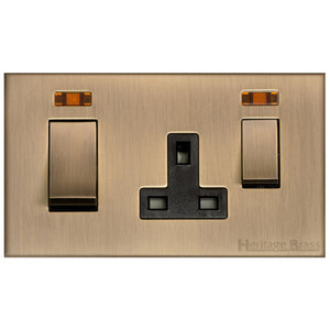 Winchester Range Antique Brass Switches & Sockets, W91 - 45A Cooker Unit + 13A Socket by Heritage Brass By M-Marcus