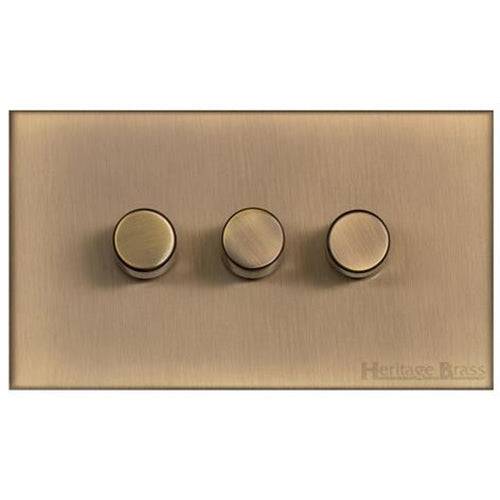 Winchester Range Antique Brass Switches & Sockets, W91 - 3 Gang Dimmer 400 watts (Compatible with halogen/ incandescent bulbs) by Heritage Brass By M-Marcus