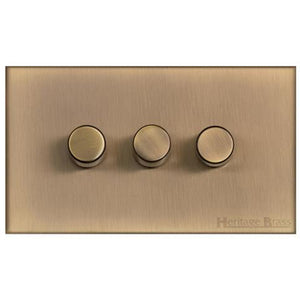 Winchester Range Antique Brass Switches & Sockets, W91 - 3 Gang TED Dimmer (Compatible with LED Lamps) by Heritage Brass By M-Marcus
