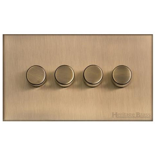 Winchester Range Antique Brass Switches & Sockets, W91 - 4 Gang Dimmer 400 watts(Compatible with halogen/ incandescent bulbs) by Heritage Brass By M-Marcus