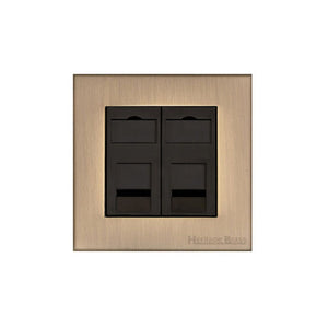 Winchester Range Antique Brass Switches & Sockets, W91 - 2 Gang RJ45 by Heritage Brass By M-Marcus