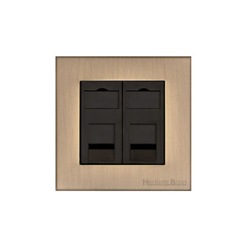 Winchester Range Antique Brass Switches & Sockets, W91 - 2 Gang RJ45 by Heritage Brass By M-Marcus