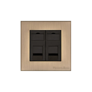Winchester Range Antique Brass Switches & Sockets, W91 - 2 Gang RJ45 by Heritage Brass By M-Marcus