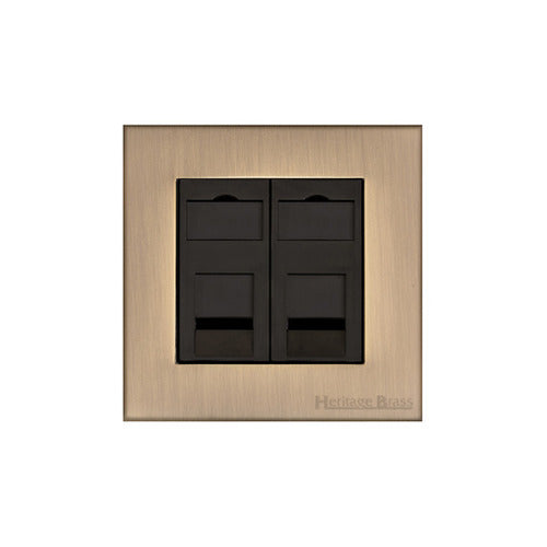 Winchester Range Antique Brass Switches & Sockets, W91 - 2 Gang RJ45 by Heritage Brass By M-Marcus